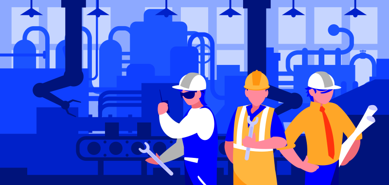 花瓣素材_團隊工作人員在工廠現場_123305092