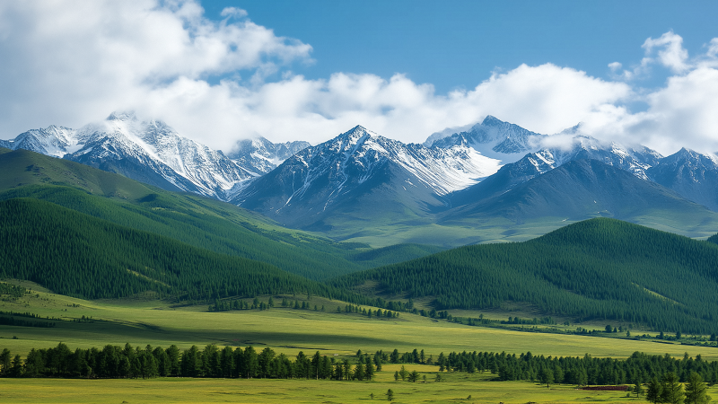 花瓣素材_常規(guī)內(nèi)容-風(fēng)光系列寫實感藍天廣闊草原遠處雪山圖片_194443356